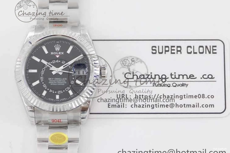to Best 1:1 Noob 23J Black Dial 326934 on SS Bracelet 904L Sky-Dweller SS Asian 9001 Edition 0705